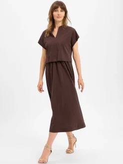 Opus Damen Jerseykleid - Werona in schoko - Länge: midi