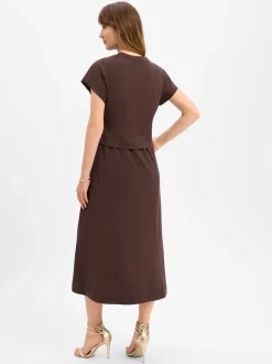Opus Damen Jerseykleid - Werona in schoko - Länge: midi