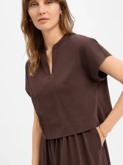 Opus Damen Jerseykleid - Werona in schoko - Länge: midi