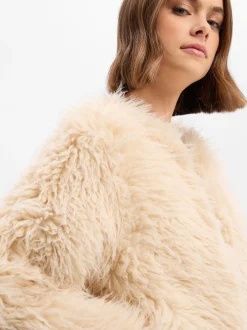 Opus Damen Kunstfell-Jacke - Heti in beige