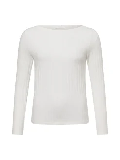Opus Damen Langarmshirt - Sovke in weiß - Ärmel: langarm