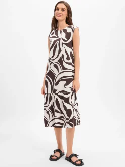 Opus Damen Midikleid - Wicyla lush in schoko weiß