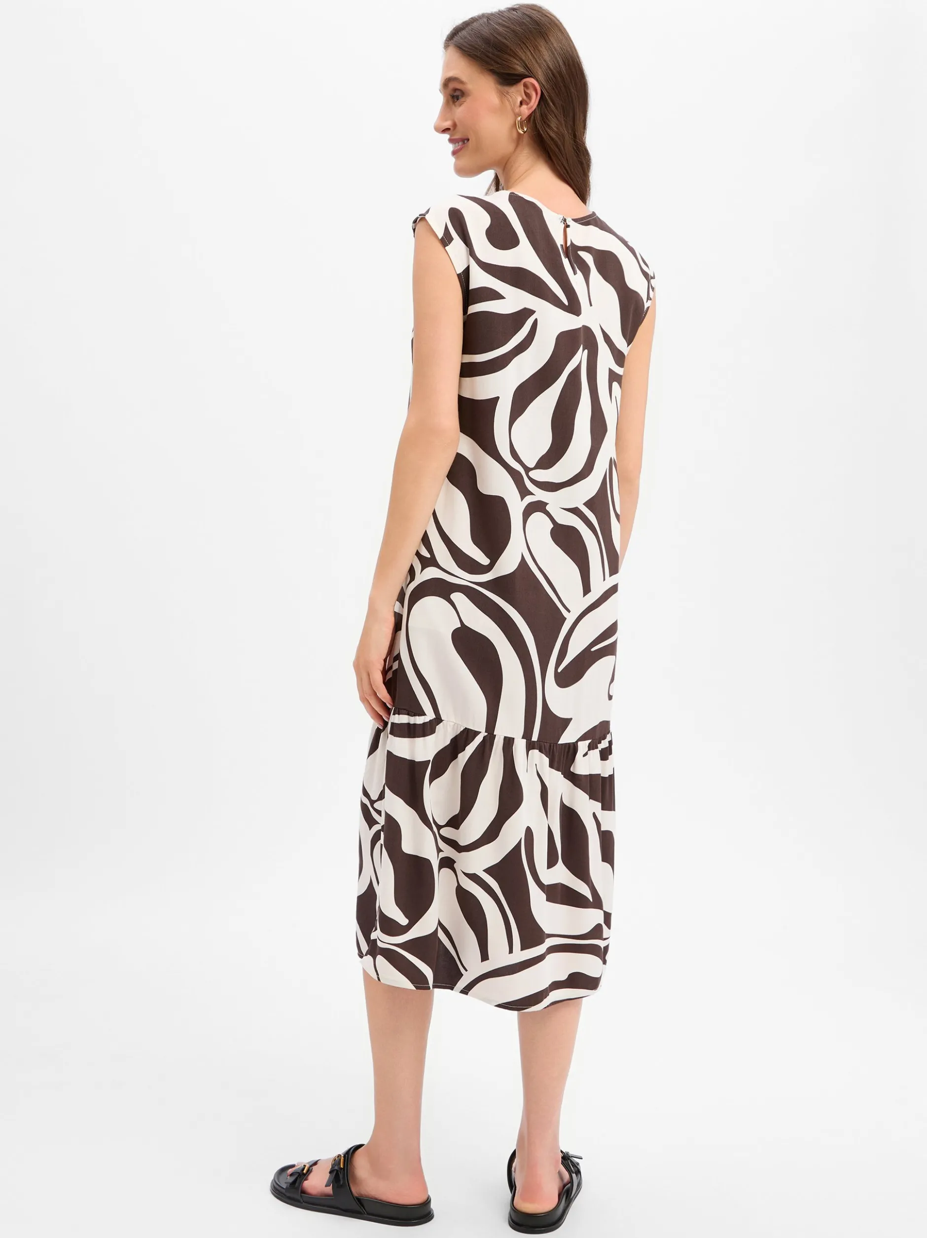 Opus Damen Midikleid - Wicyla lush in schoko weiß