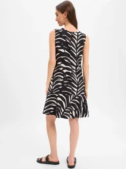 Opus Damen Minikleid - Wenola leaves in schwarz weiß