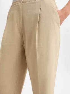 Opus Damen Stoffhose - Maiga in beige - Länge: lang