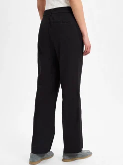 Opus Damen Stoffhose mit Leinen-Anteil - Maiga Linen in schwarz