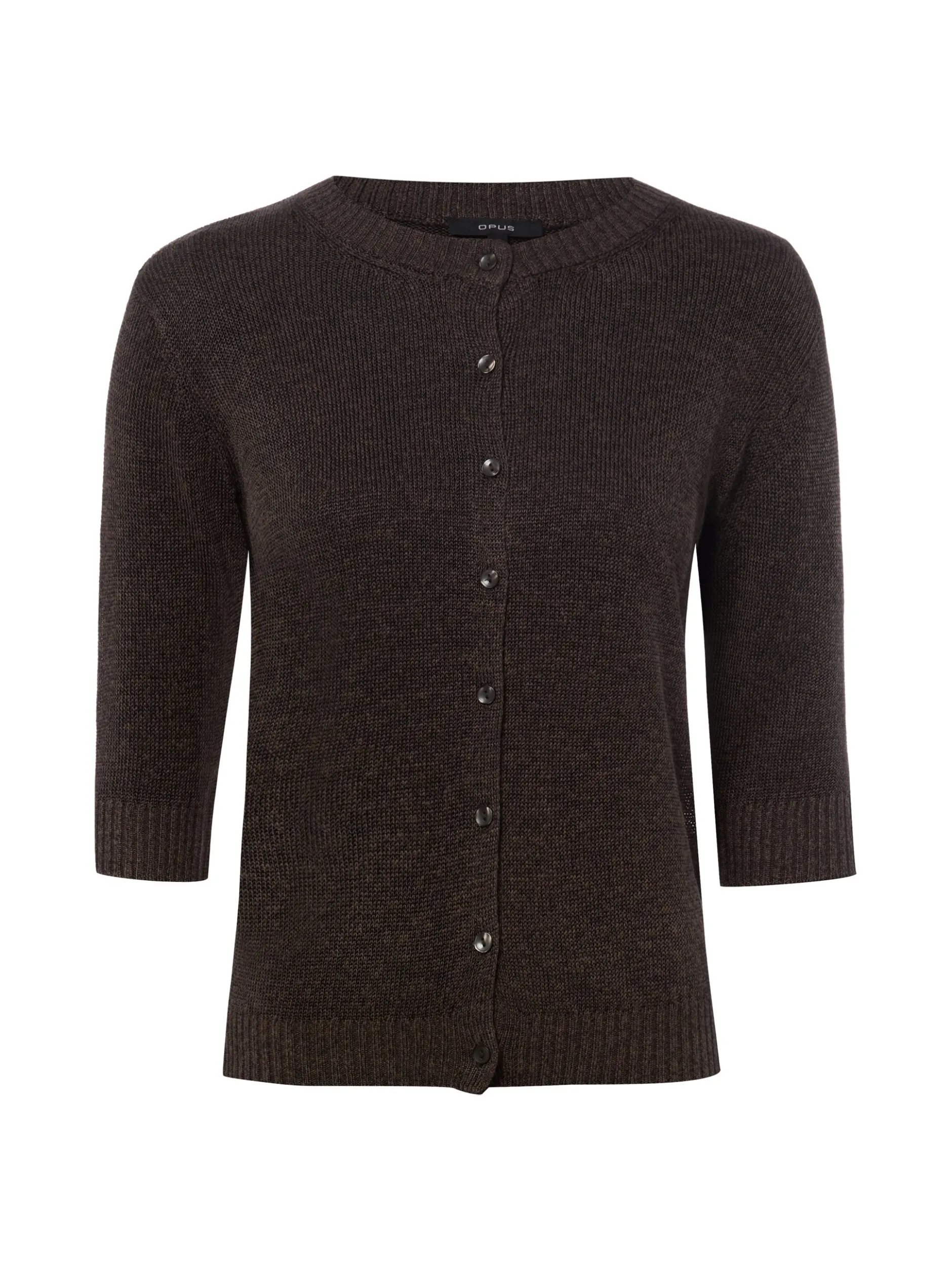 Opus Damen Strickjacke mit Leinen - Datina in schoko