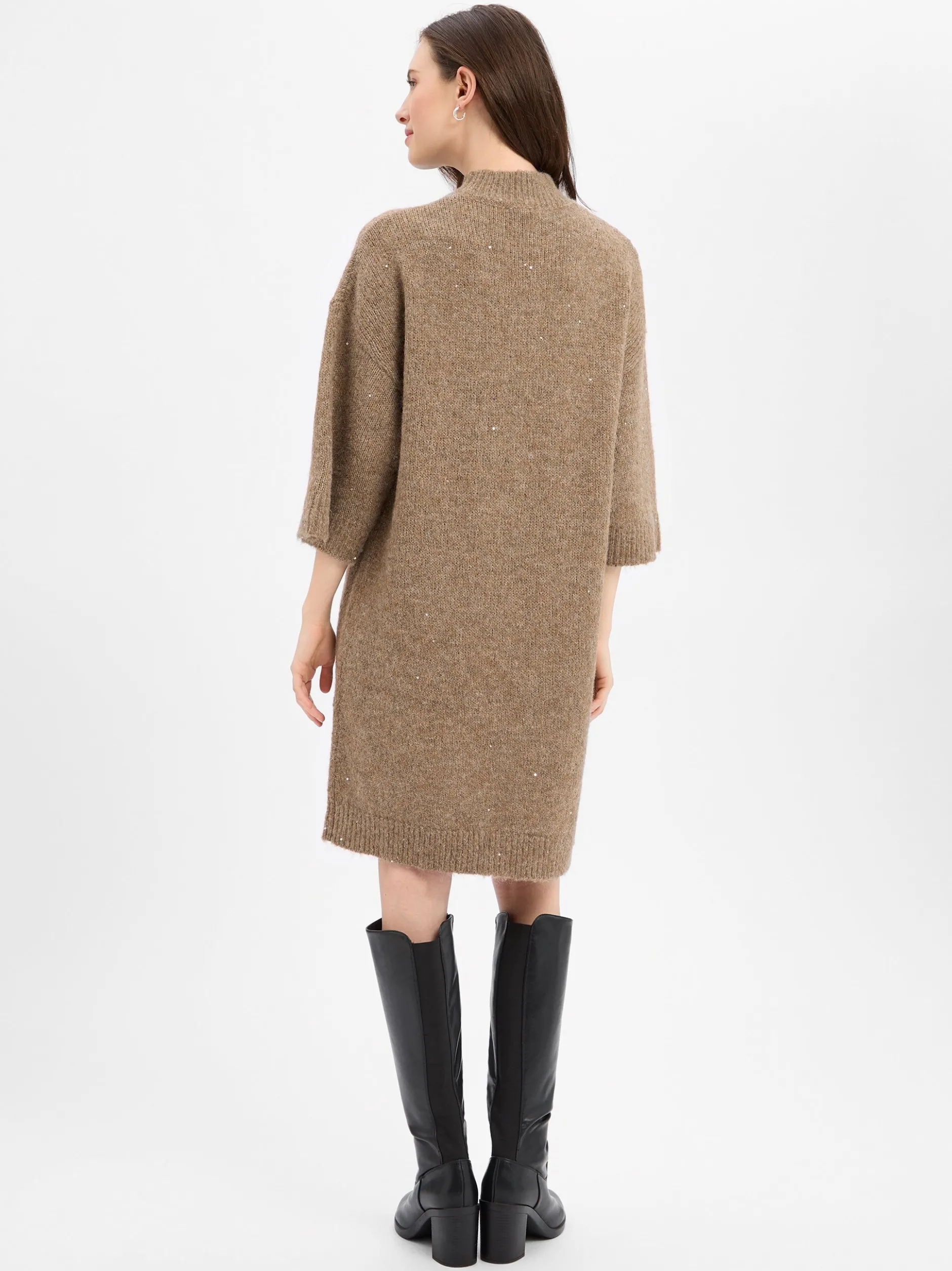 Opus Damen Strickkleid mit Wolle - Waliet in taupe