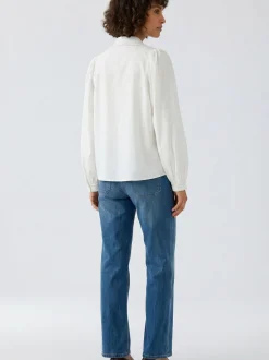 Oui Damen Bluse in ecru - Ärmel: langarm