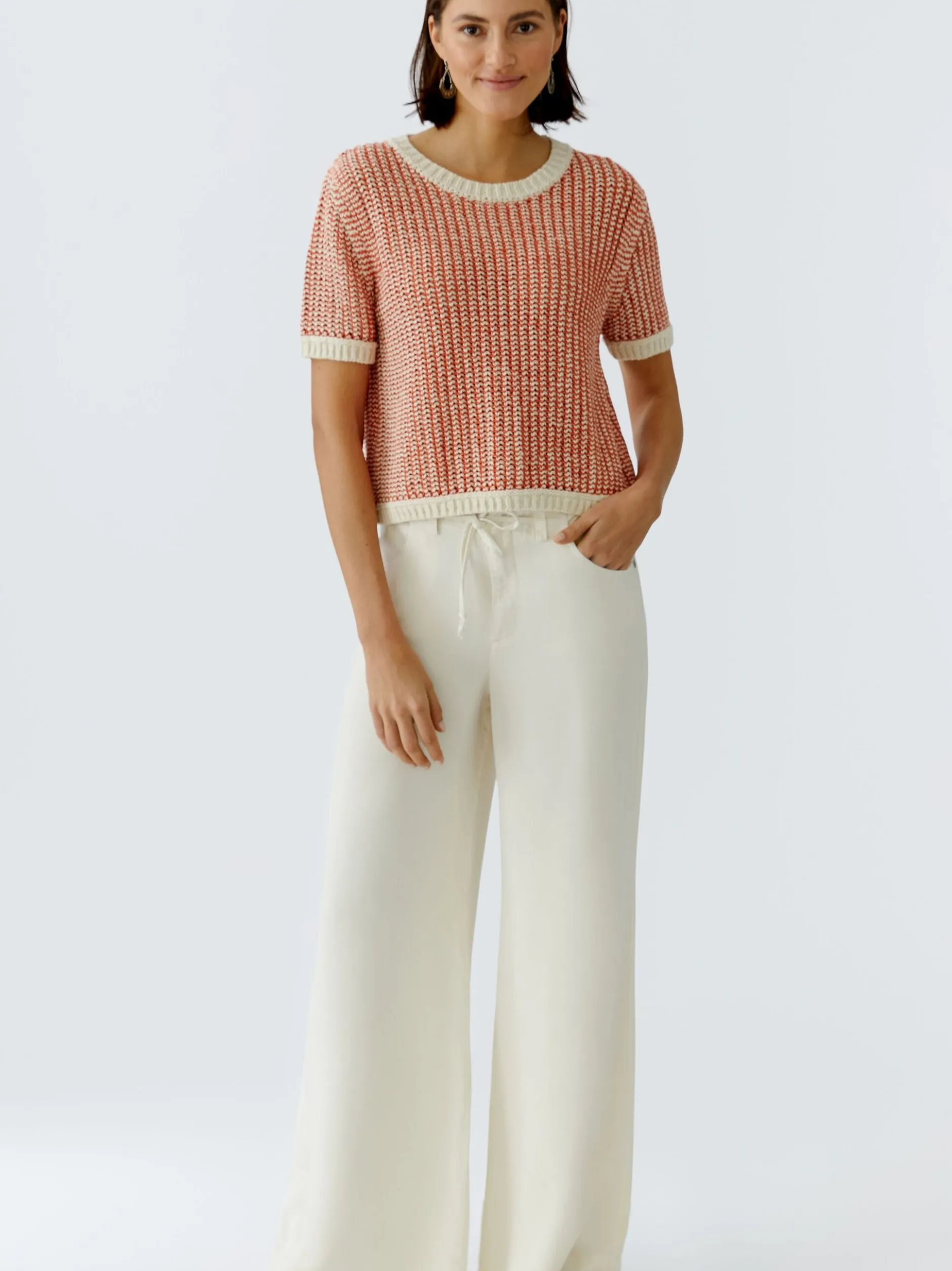 Oui Damen Hose in weiß
