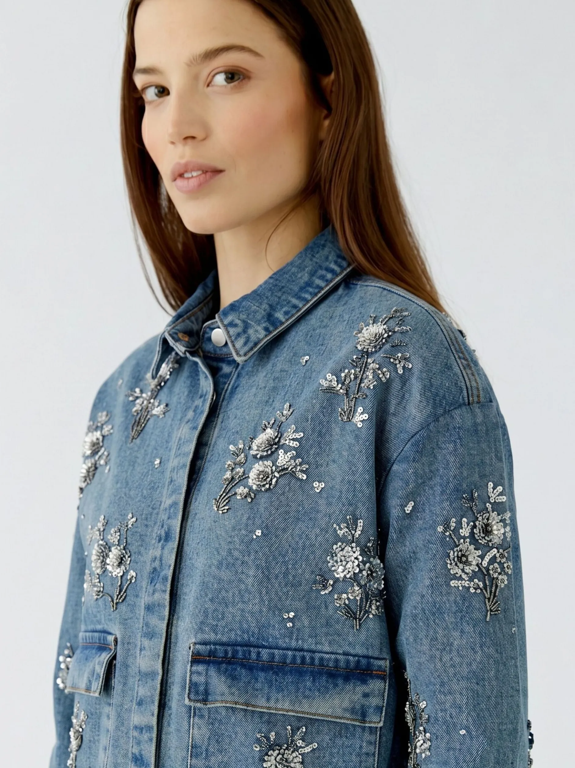 Oui Damen Jeansjacke in blau