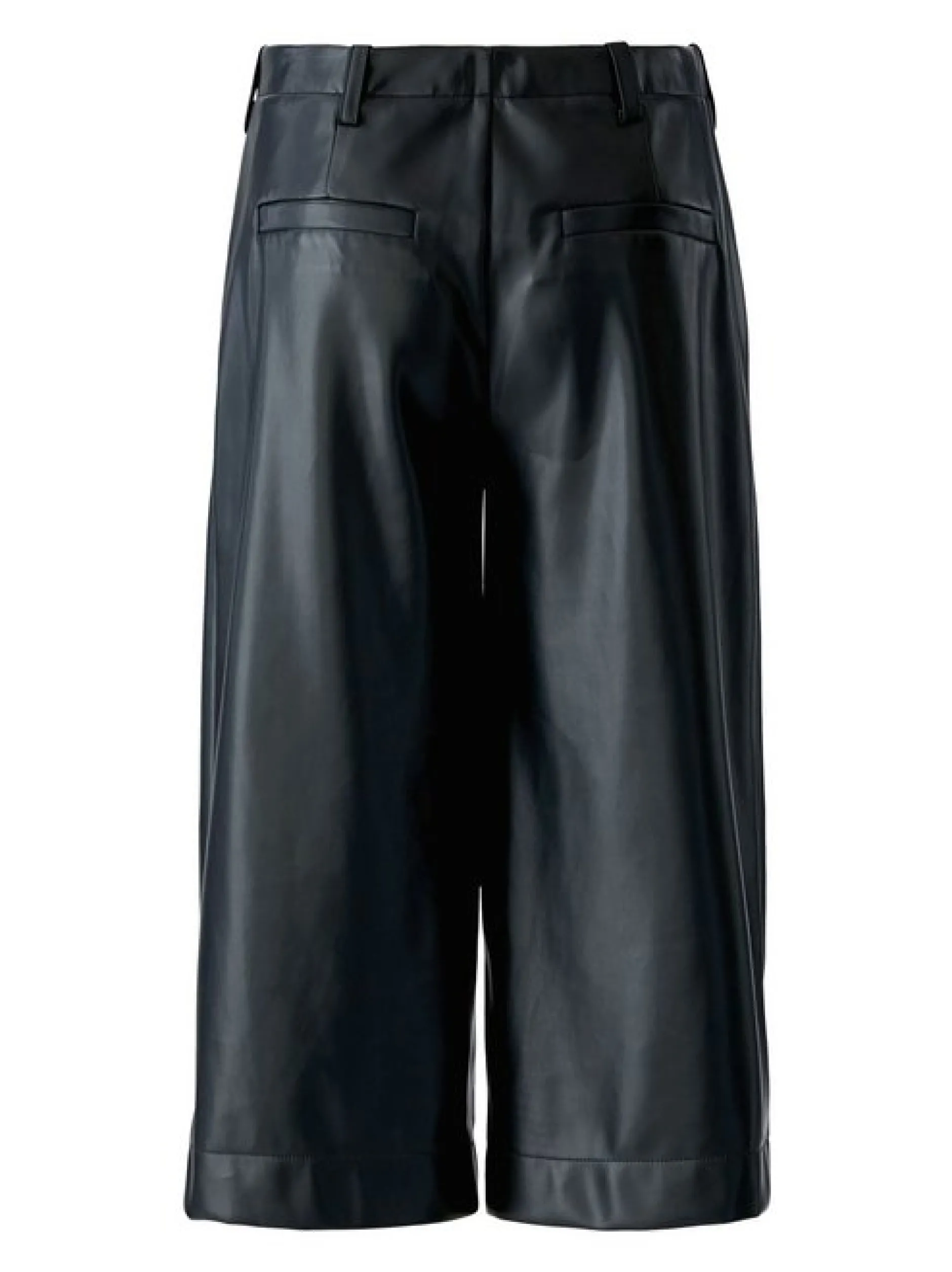 Oui Damen Kunstlederhose in schwarz