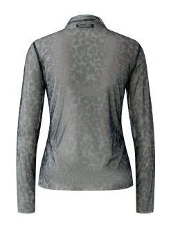 Oui Damen Langarmshirt in braun - Ausschnitt: Rollkragen