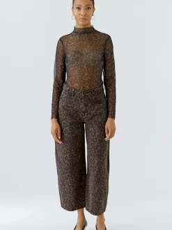 Oui Damen Langarmshirt in braun - Ausschnitt: Rollkragen
