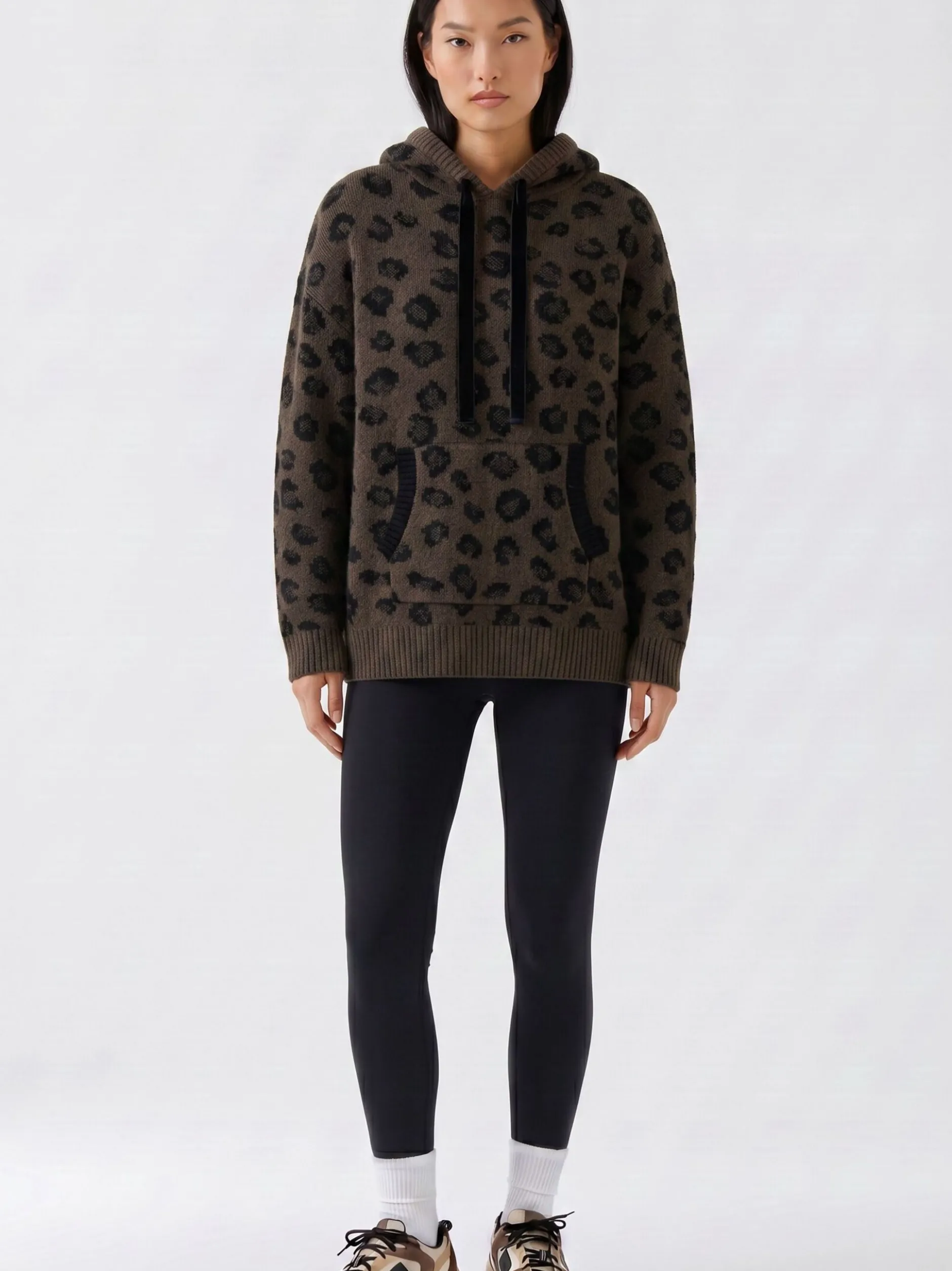 Oui Damen Leggings in schwarz