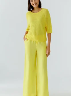 Oui Damen Marlenehose in zitrone