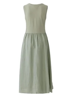 Oui Damen Midikleid in schilf - Ausschnitt: Rundhals