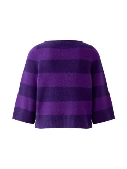 Oui Damen Pullover in lila - Ausschnitt: U-Boot