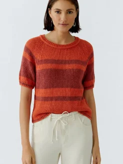 Oui Damen Pullover in orange - Ausschnitt: Rundhals