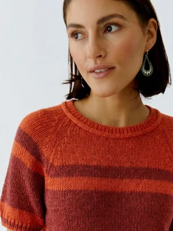 Oui Damen Pullover in orange - Ausschnitt: Rundhals