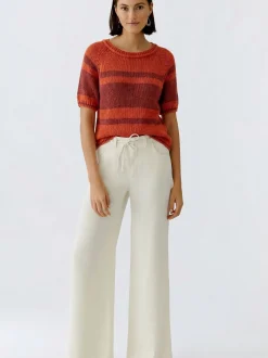 Oui Damen Pullover in orange - Ausschnitt: Rundhals