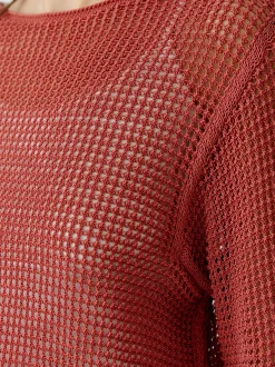Oui Damen Pullover in rot - Ausschnitt: U-Boot