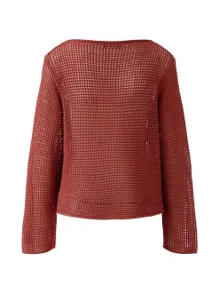 Oui Damen Pullover in rot - Ausschnitt: U-Boot