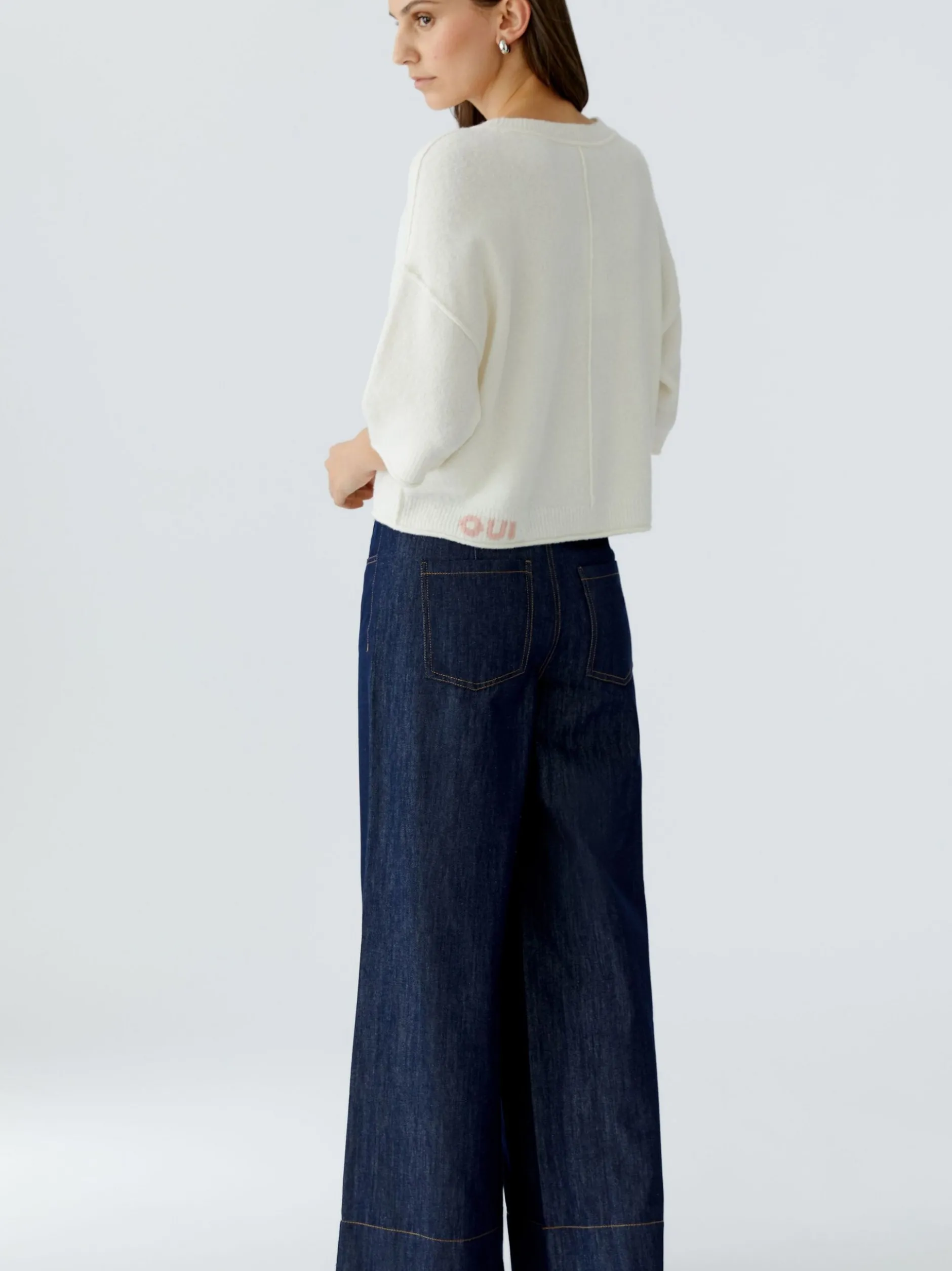 Oui Damen Pullover in weiß - Ausschnitt: Rundhals