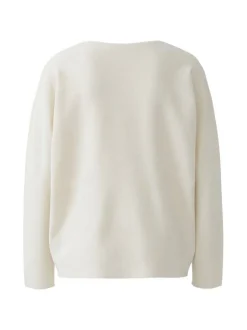 Oui Damen Pullover in weiß - Ausschnitt: V-Ausschnitt