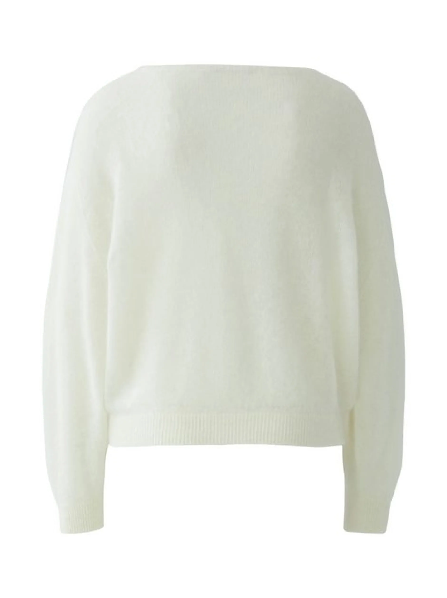 Oui Damen Pullover in weiß - Ausschnitt: U-Boot