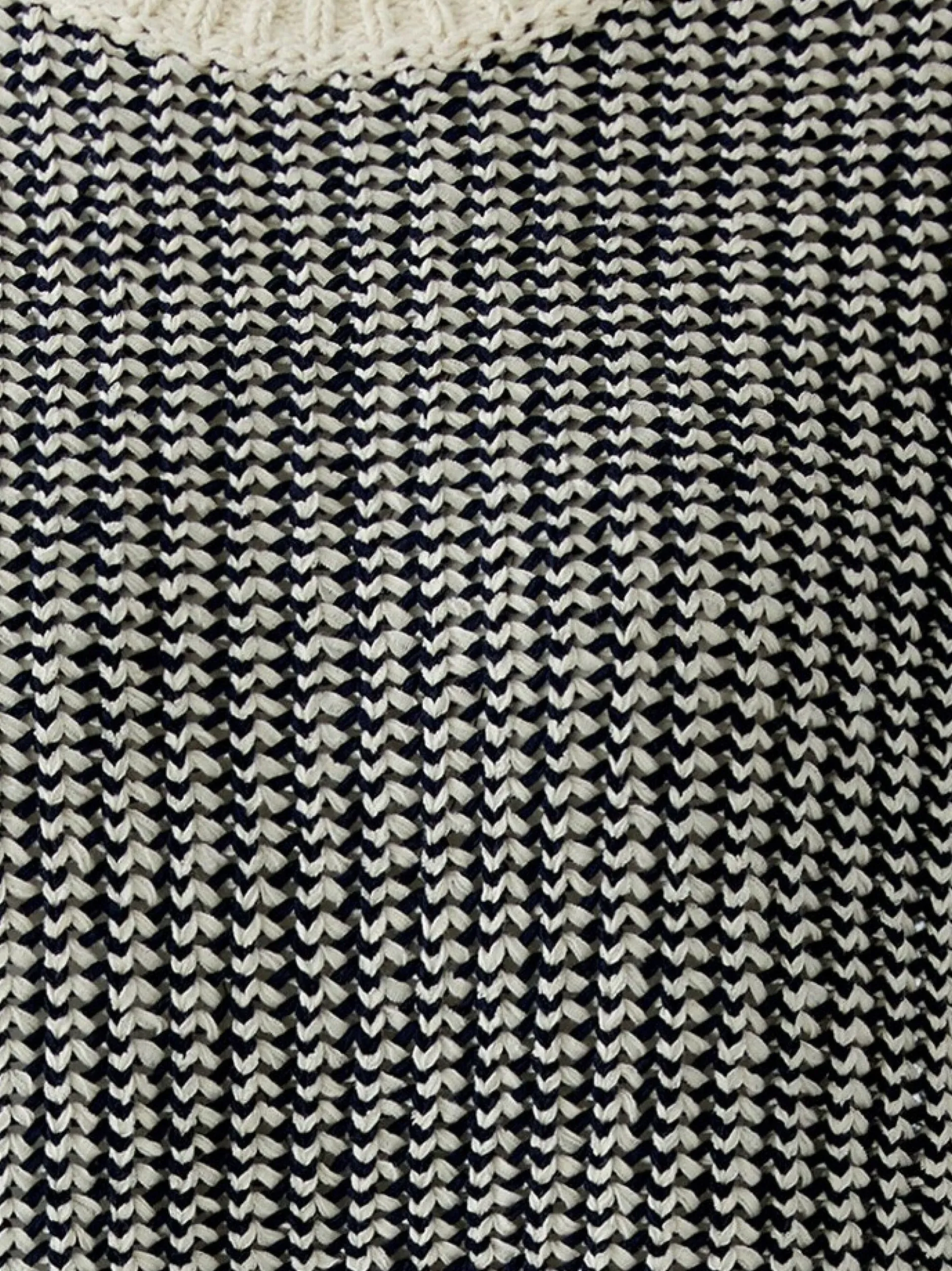 Oui Damen Pullover in weiß blau - Ausschnitt: Rundhals