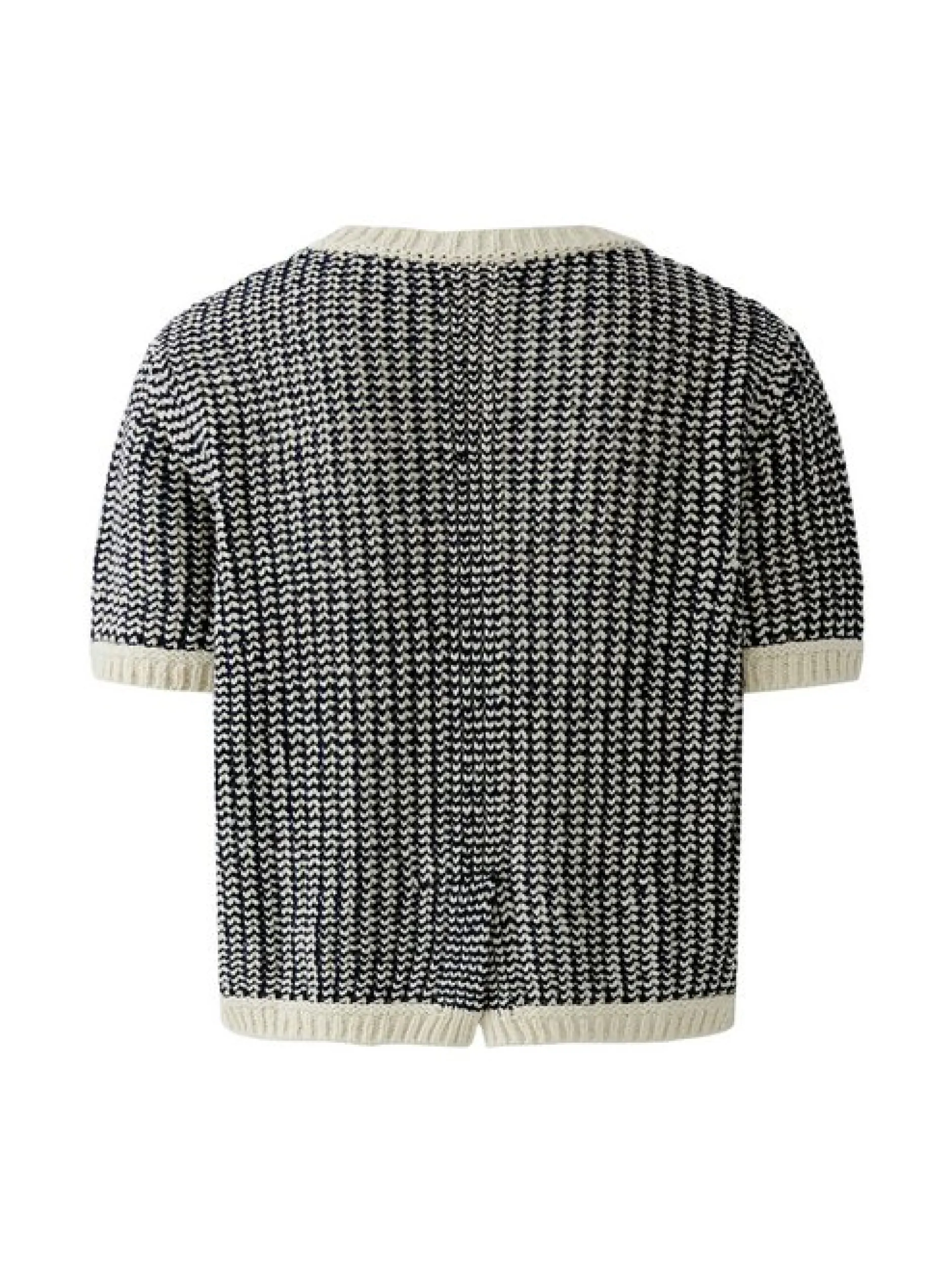 Oui Damen Pullover in weiß blau - Ausschnitt: Rundhals