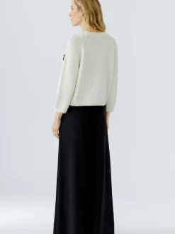 Oui Damen Pullover in weiß schwarz - Ärmel: 3/4 Arm