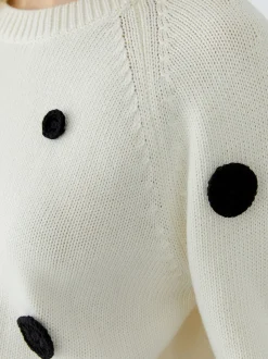Oui Damen Pullover in weiß schwarz - Ärmel: 3/4 Arm