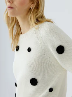 Oui Damen Pullover in weiß schwarz - Ärmel: 3/4 Arm