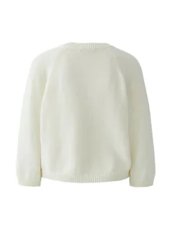 Oui Damen Pullover in weiß schwarz - Ärmel: 3/4 Arm