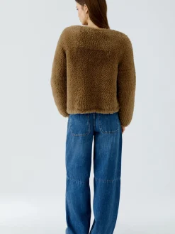 Oui Damen Strickjacke in braun - Ausschnitt: Rundhals