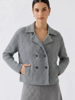Oui Damen Strickjacke in grau - Ärmel: langarm
