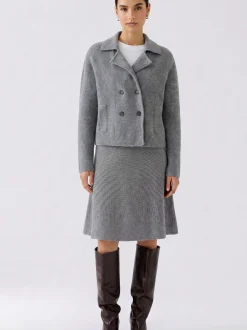 Oui Damen Strickjacke in grau - Ärmel: langarm