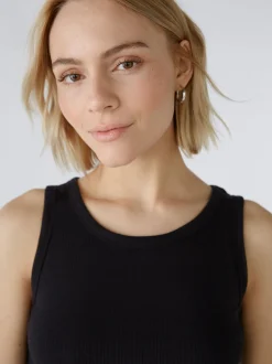 Oui Damen Top in schwarz - Ausschnitt: Rundhals