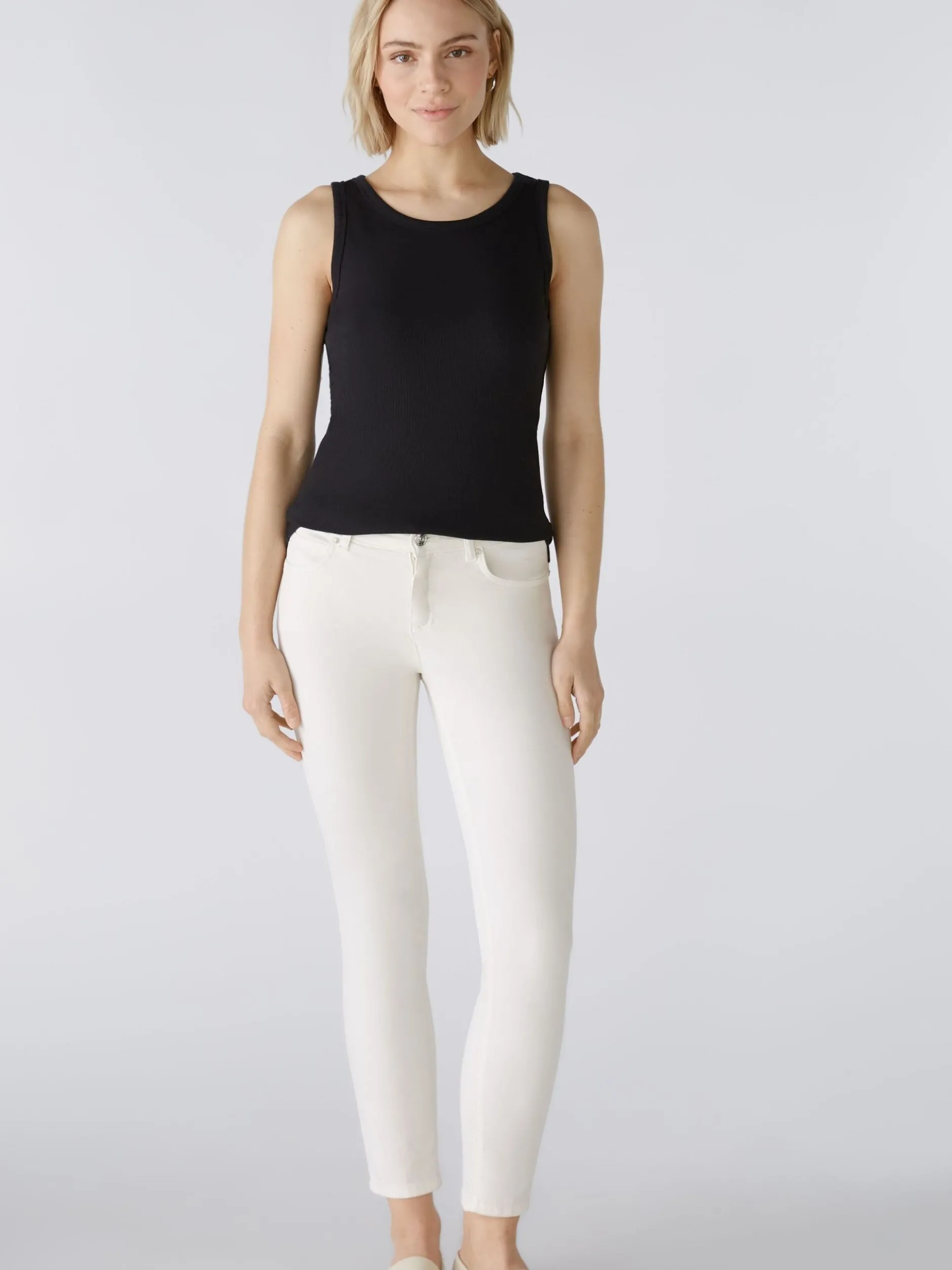 Oui Damen Top in schwarz - Ausschnitt: Rundhals