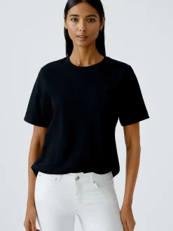 Oui Damen T-Shirt in schwarz - Ausschnitt: Rundhals