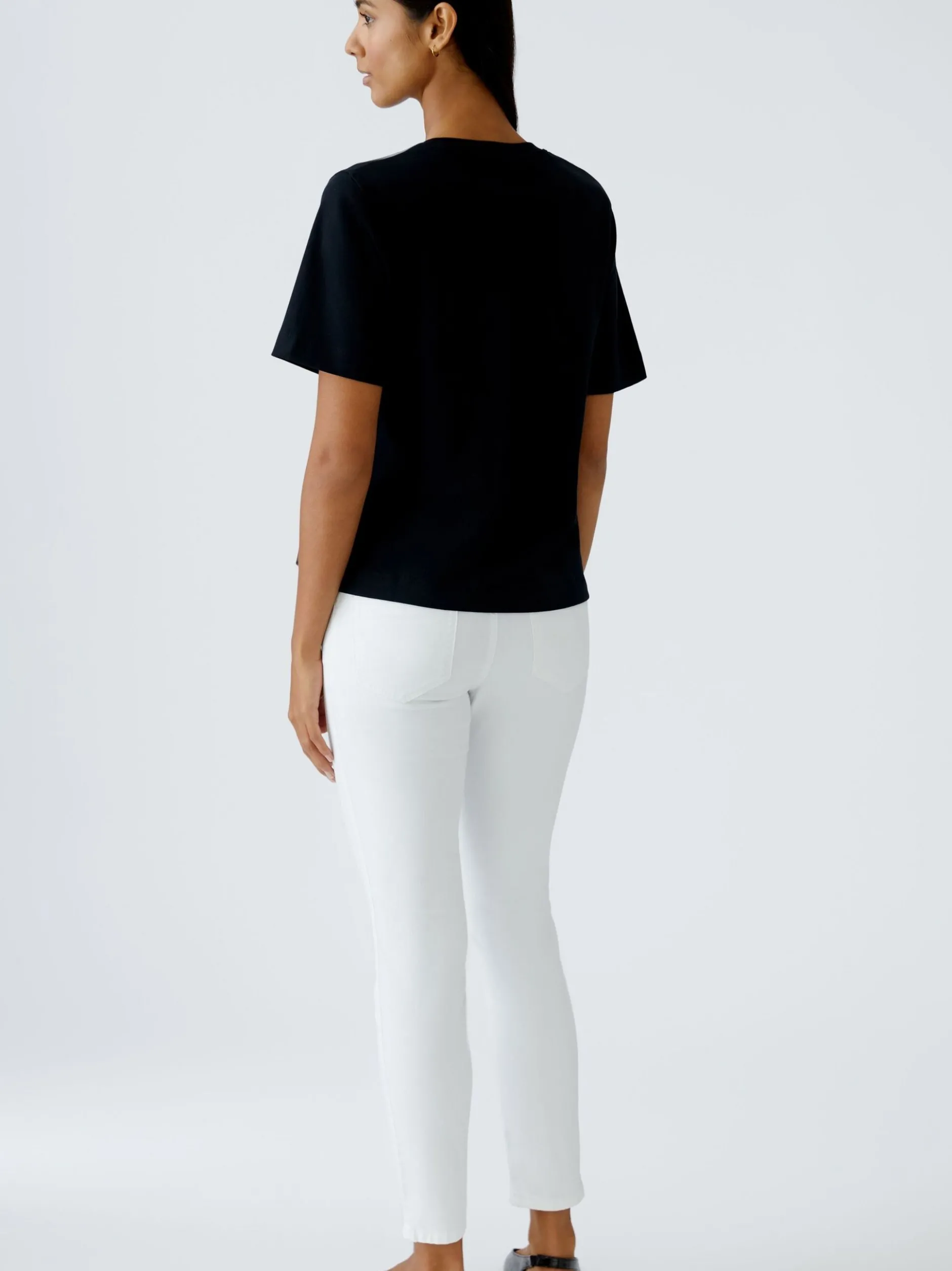 Oui Damen T-Shirt in schwarz - Ausschnitt: Rundhals