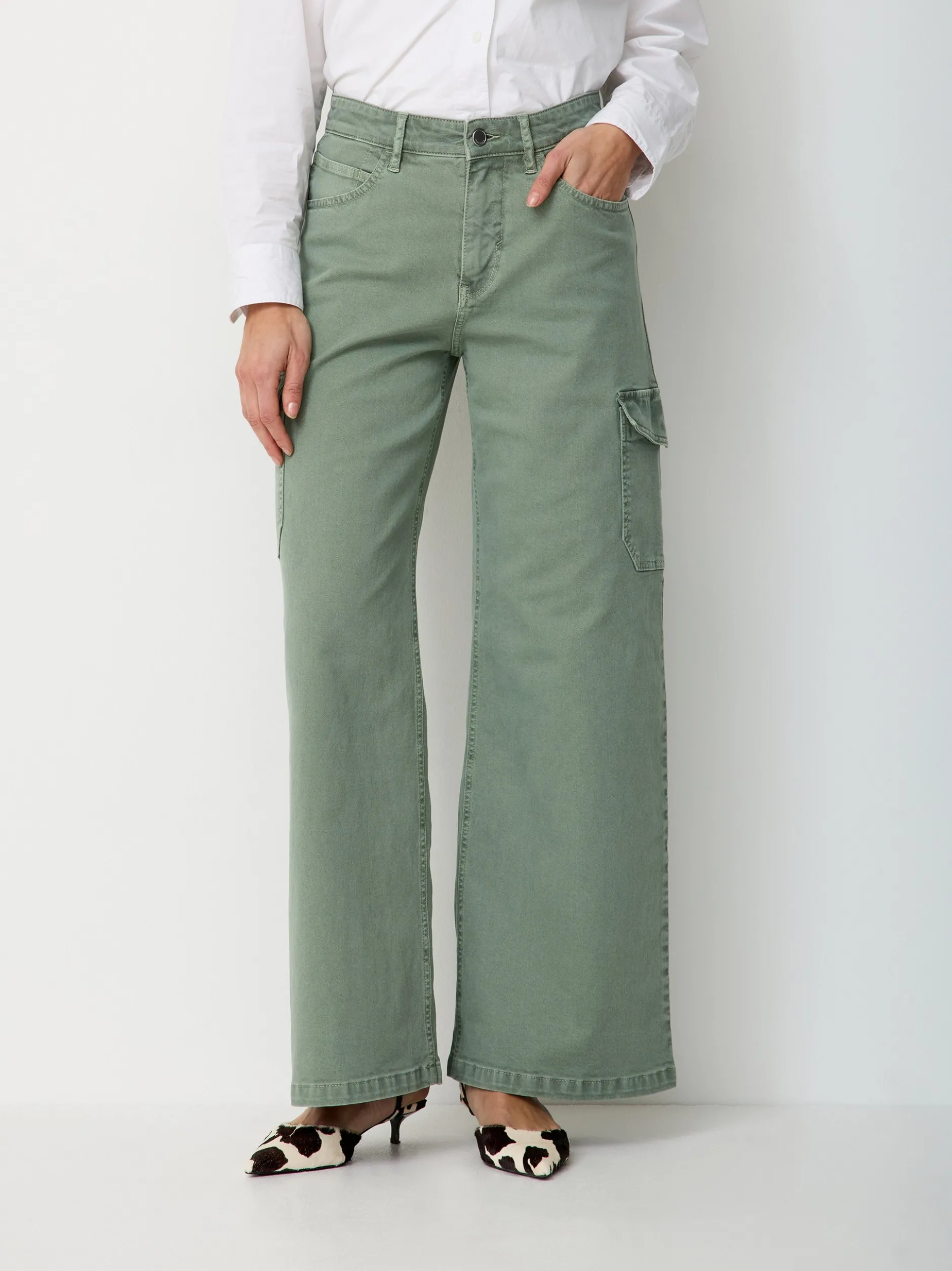 Paddock`s Damen Cargohose - Relaxed Fit in khaki