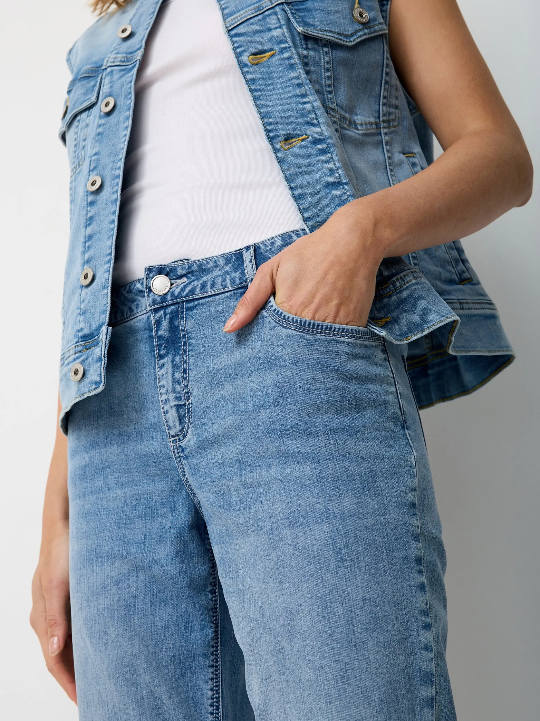 Paddock`s Damen 5-Pocket Jeans - LARA Straight Fit in blue stone