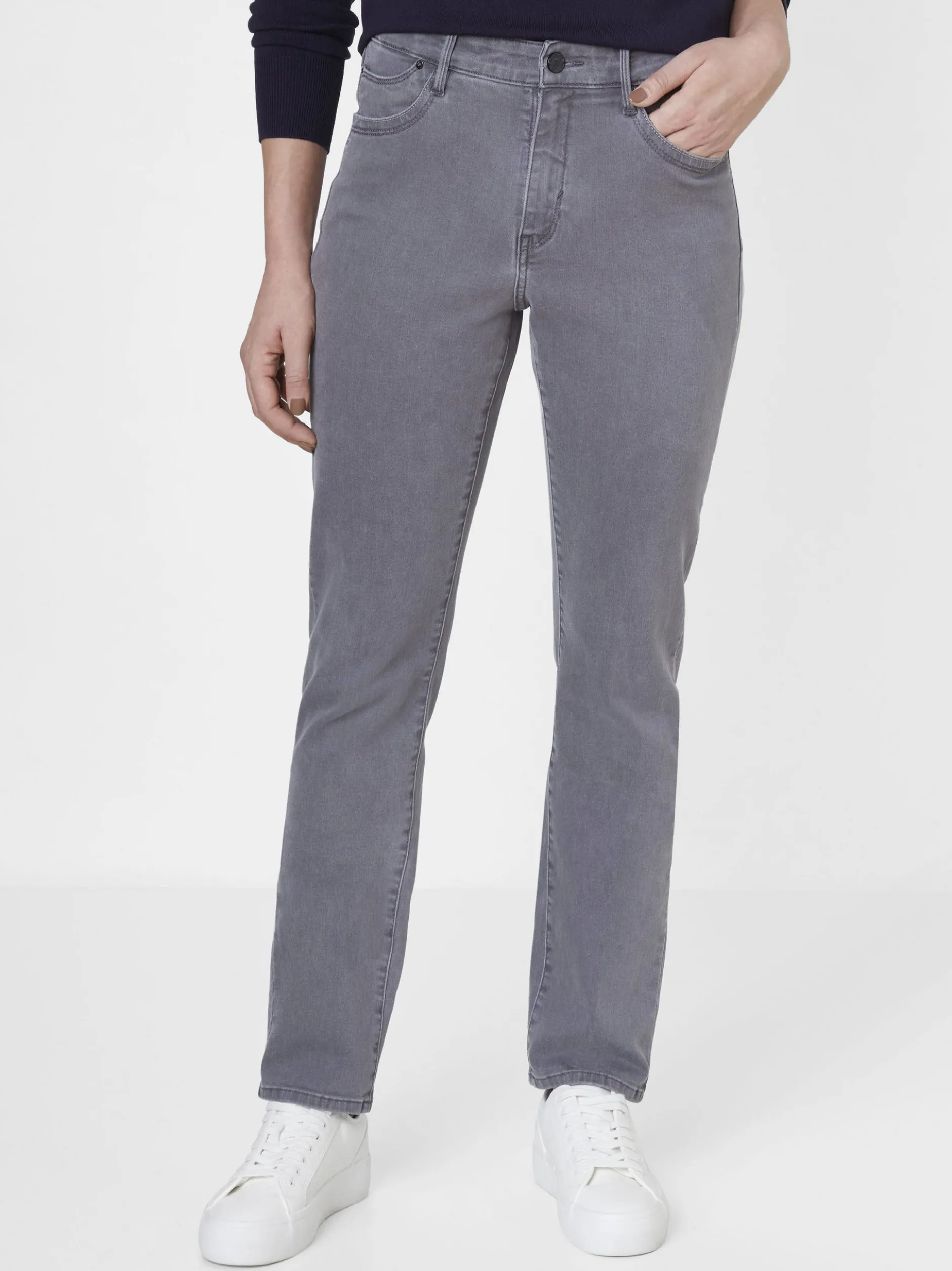 Paddock`s Damen 5-Pocket Jeans - PAT Slim Fit in grau