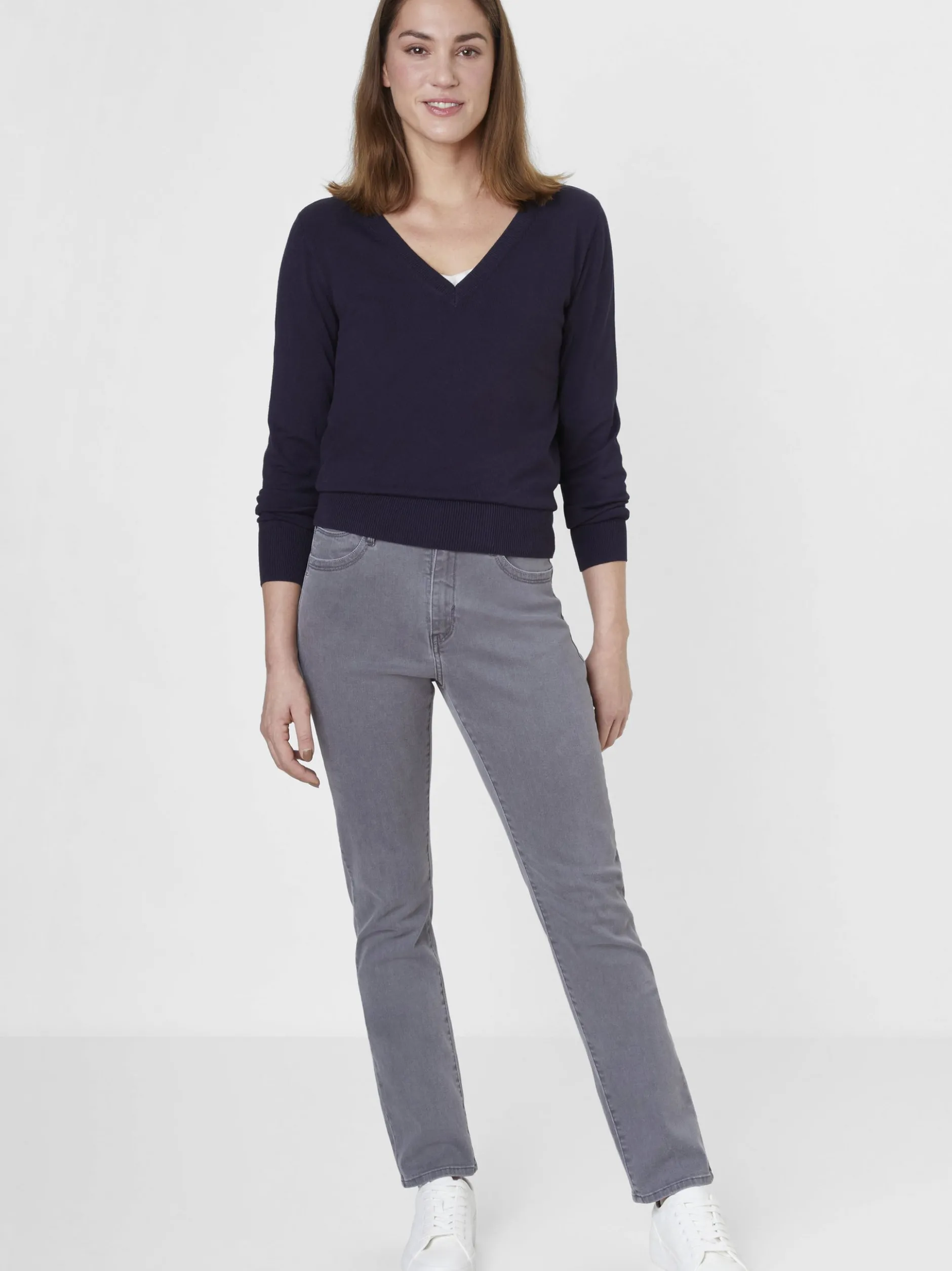 Paddock`s Damen 5-Pocket Jeans - PAT Slim Fit in grau