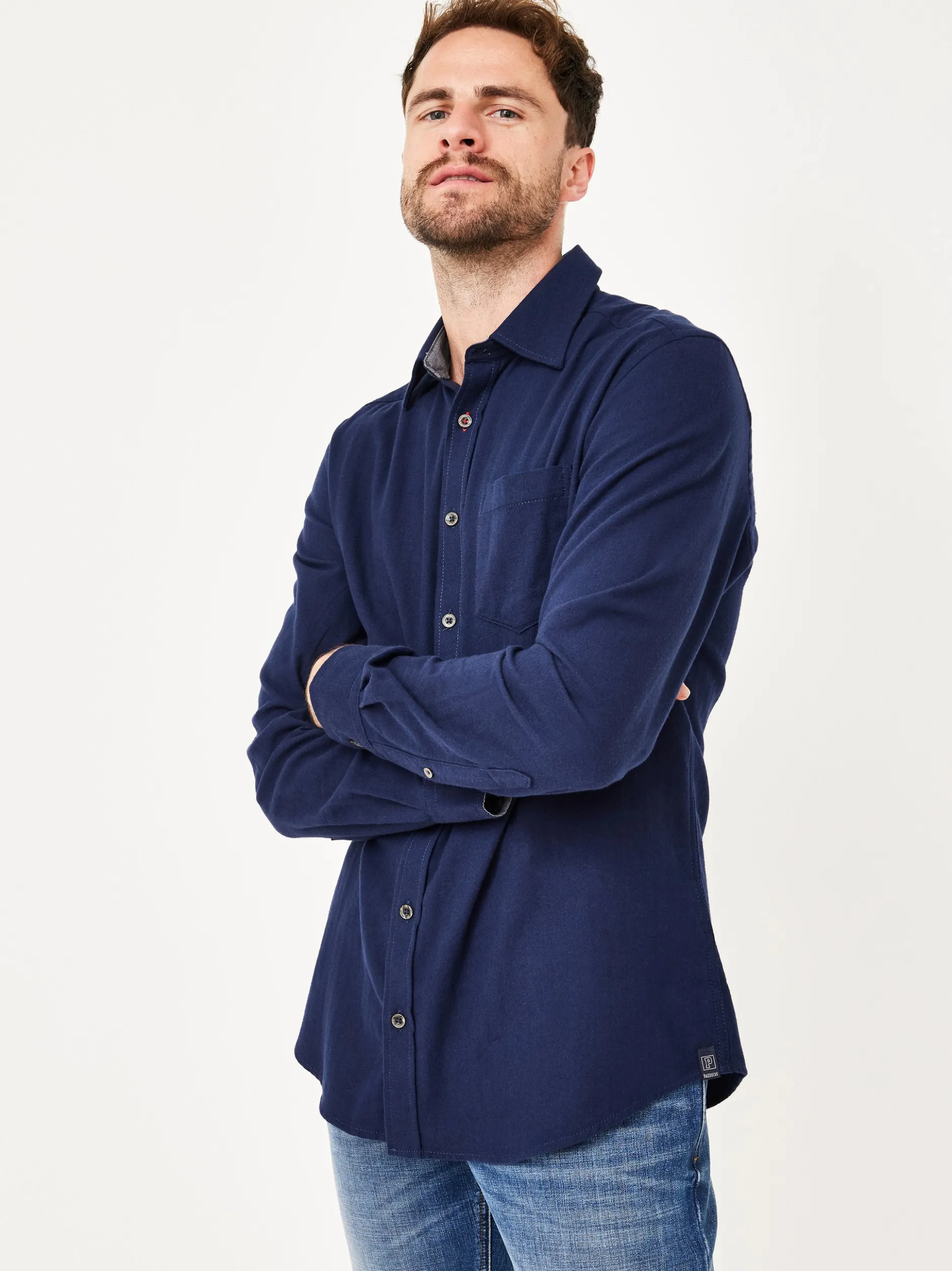 Paddock`s Herren Langarmshirt - Regular Fit in blau