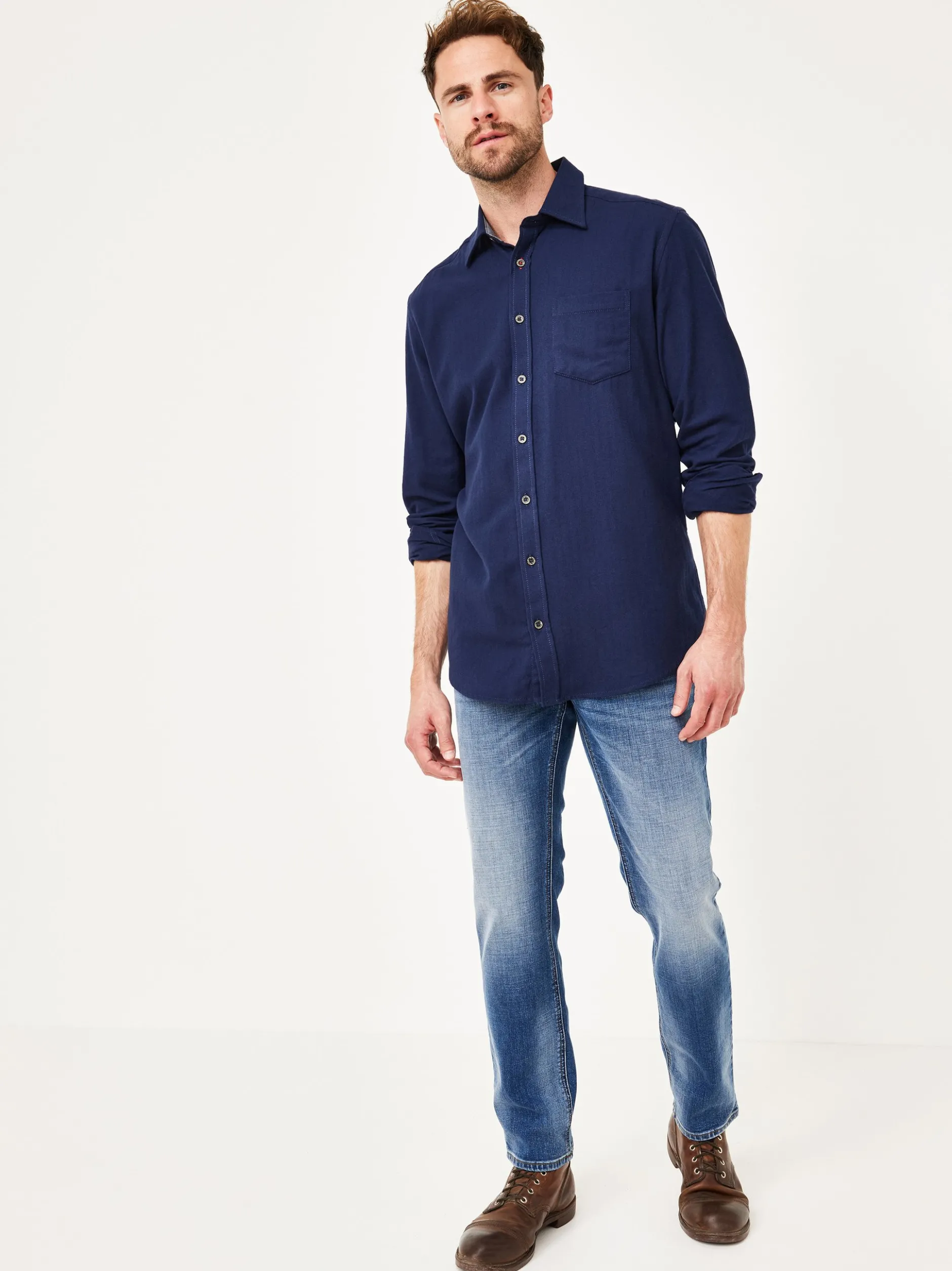 Paddock`s Herren Langarmshirt - Regular Fit in blau