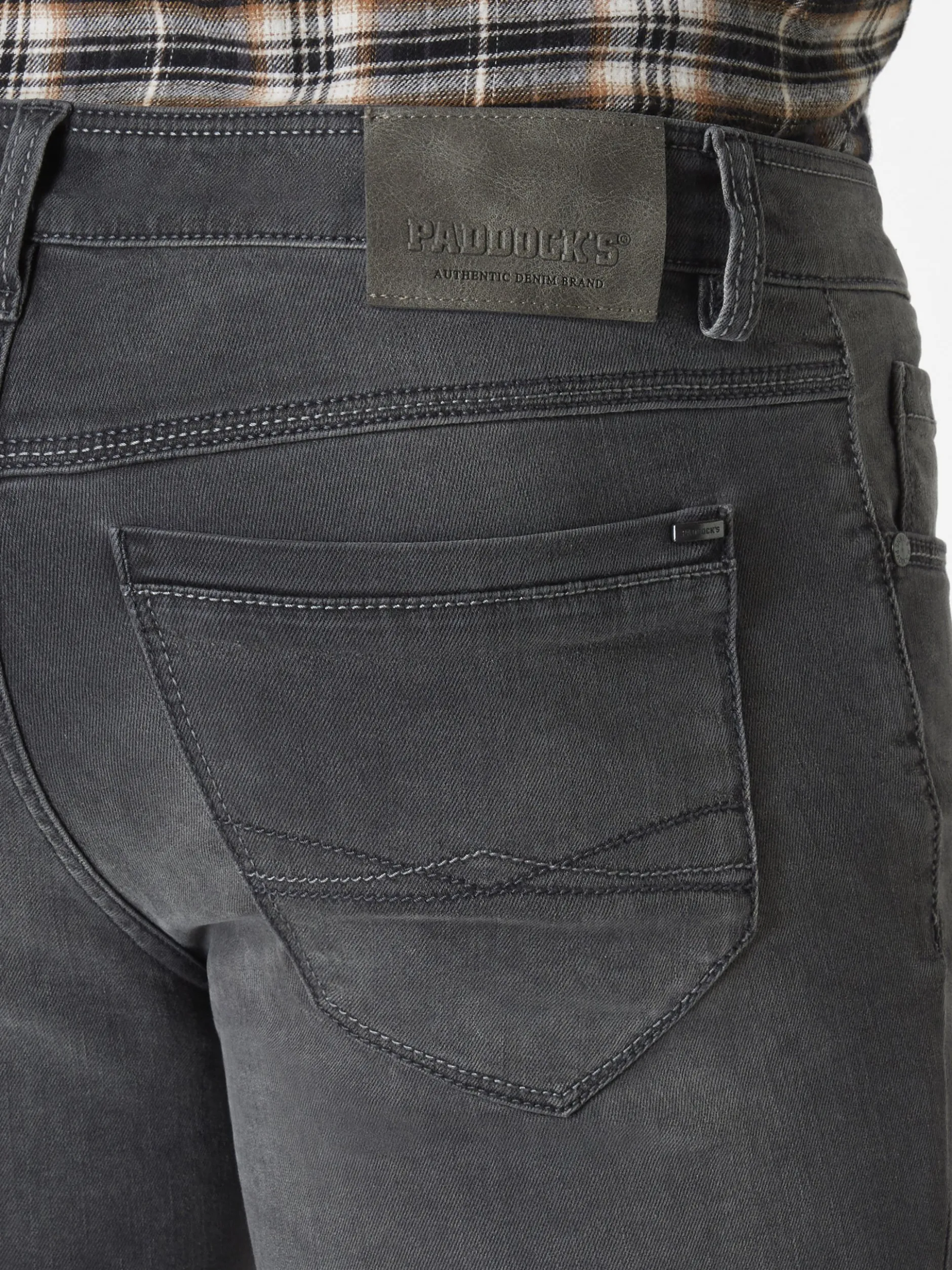 Paddock`s Herren 5-Pocket Jeans - PIPE Slim Fit in grau